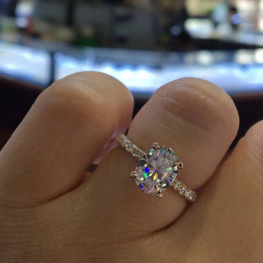 Engagement Ring with Moissanite Ovals