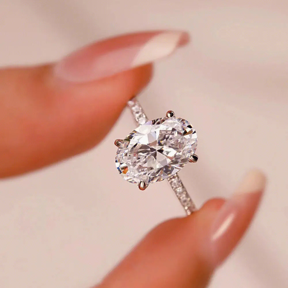 Engagement Ring with Moissanite Ovals