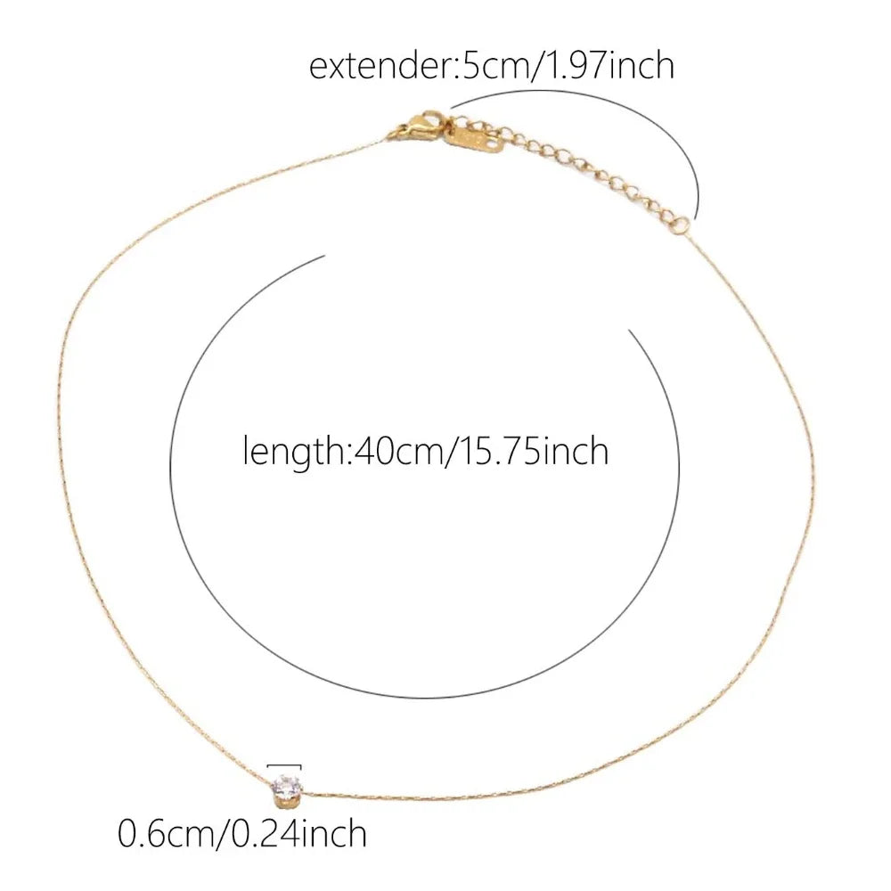 Minimalist Women's Necklace with Round Zirconia