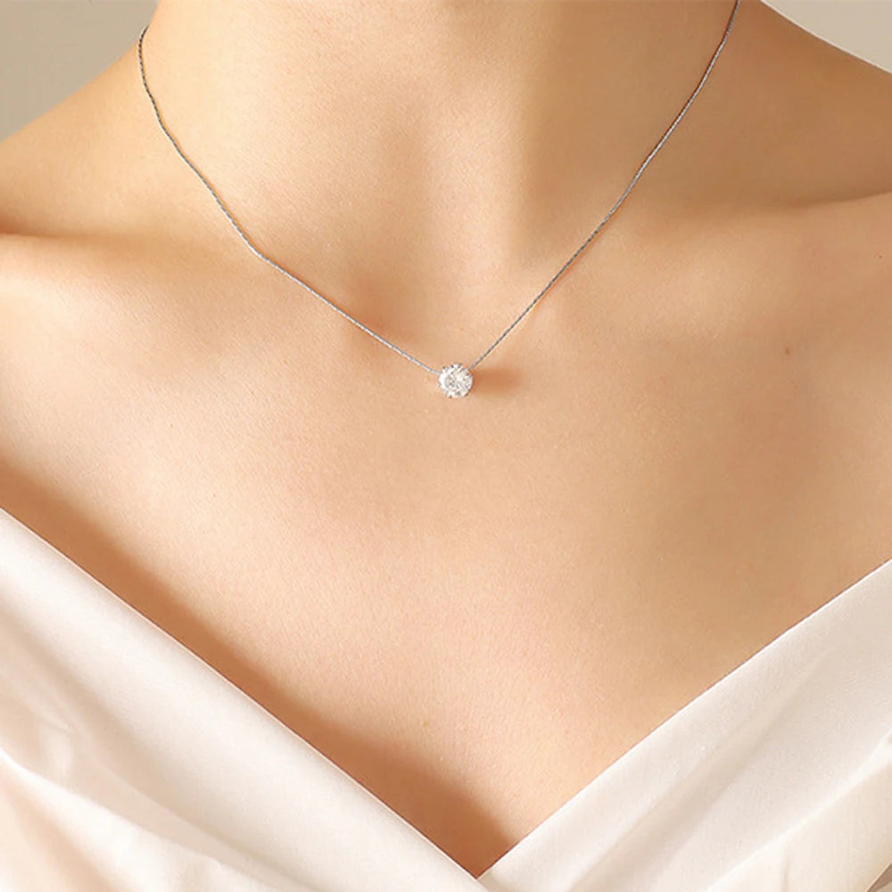 Minimalist Women's Necklace with Crystal Zirconia