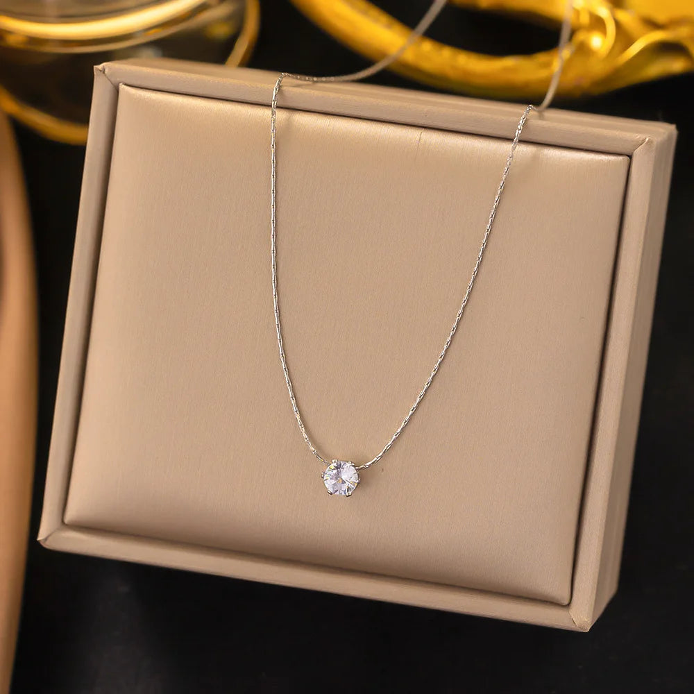 Minimalist Women's Necklace with Crystal Zirconia