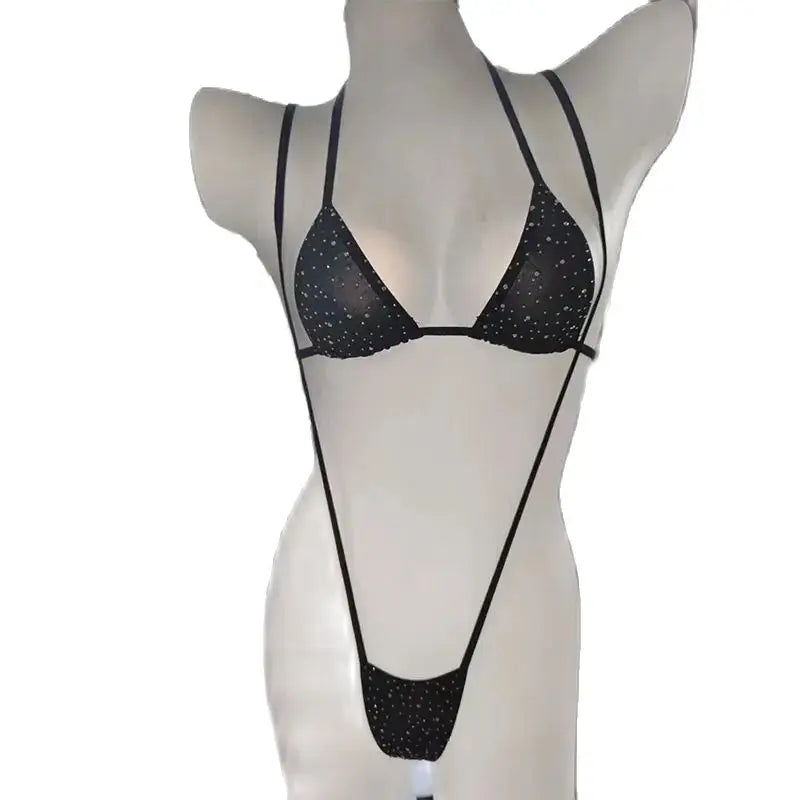 Rhinestone Lingerie Set with Open Back Design