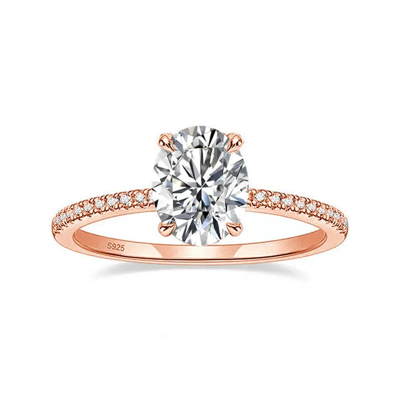 Engagement Ring with Moissanite Ovals