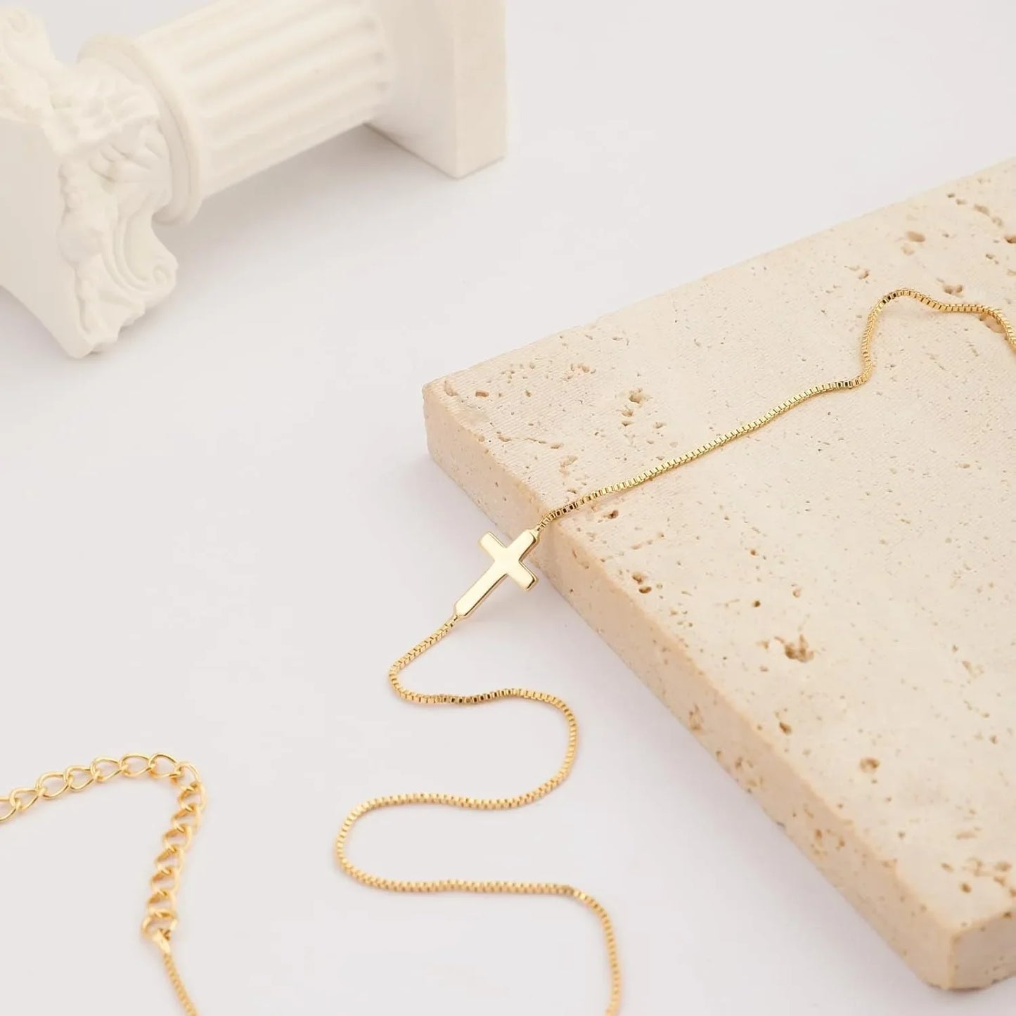 Women's Necklace with Cross Pendant - 14K Gold Plated