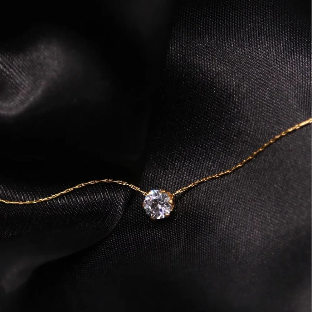 Minimalist Women's Necklace with Round Zirconia