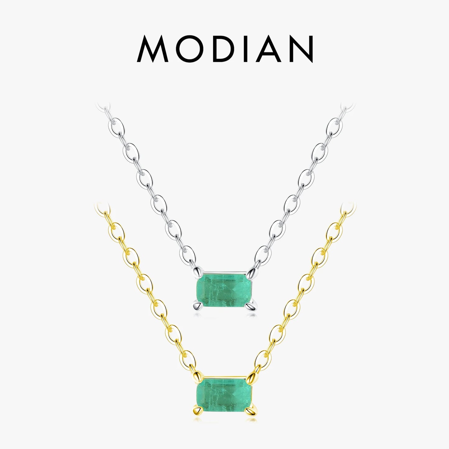 Women's Necklace in 925 Silver with Green Tourmaline Pendant