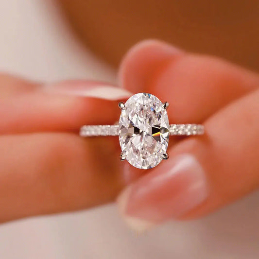 Engagement Ring with Moissanite Ovals