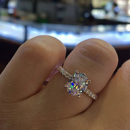 Engagement Ring with Moissanite Ovals