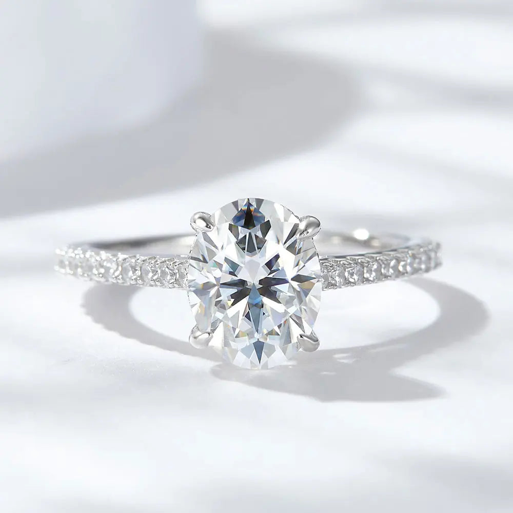 Engagement Ring with Moissanite Ovals