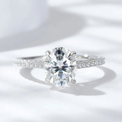 Engagement Ring with Moissanite Ovals