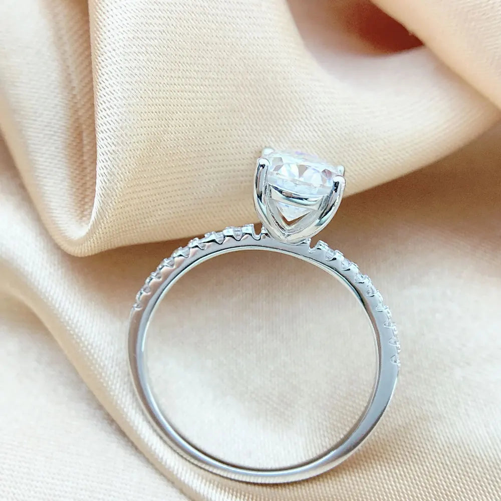 Engagement Ring with Moissanite Ovals