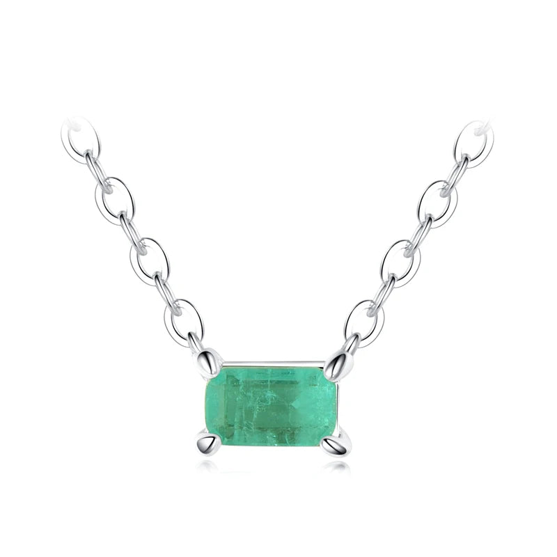 Women's Necklace in 925 Silver with Green Tourmaline Pendant