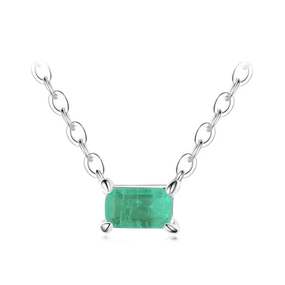 Women's Necklace in 925 Silver with Green Tourmaline Pendant