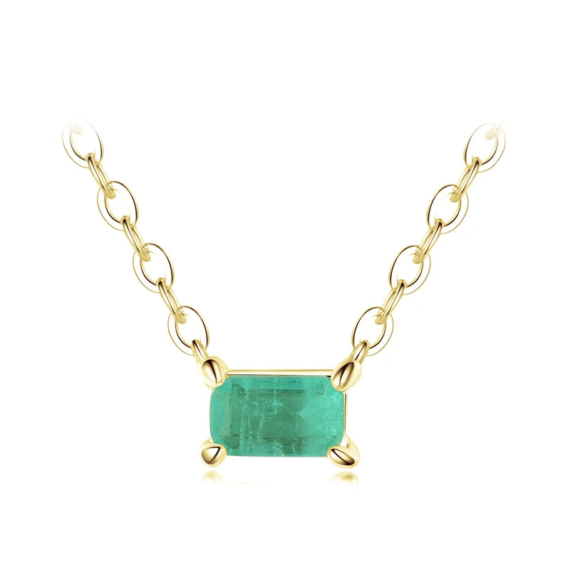 Women's Necklace in 925 Silver with Green Tourmaline Pendant