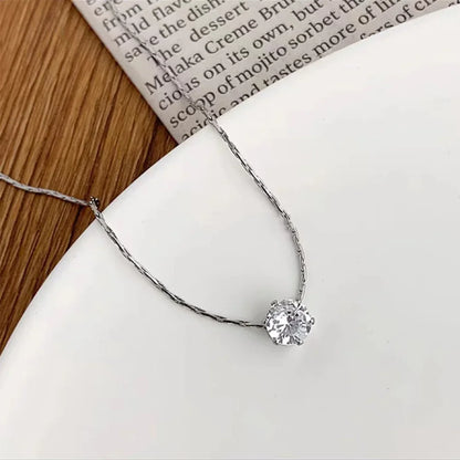 Minimalist Women's Necklace with Round Zirconia