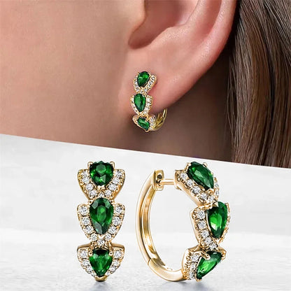 Luxurious Hoop Earring with Blue Zirconia
