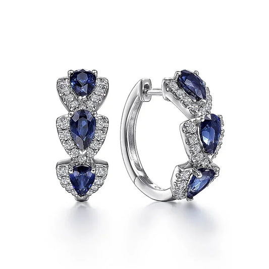 Luxurious Hoop Earring with Blue Zirconia
