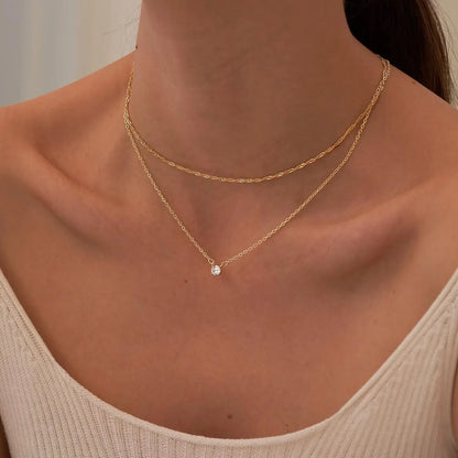 Women's Necklace with Gold Plating and Zirconia
