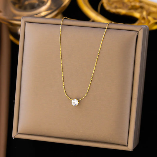 Minimalist Women's Necklace with Crystal Zirconia