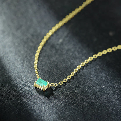 Women's Necklace in 925 Silver with Green Tourmaline Pendant