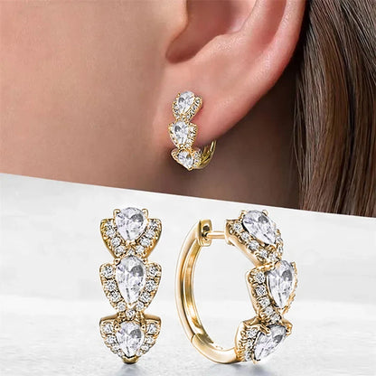 Luxurious Hoop Earring with Blue Zirconia