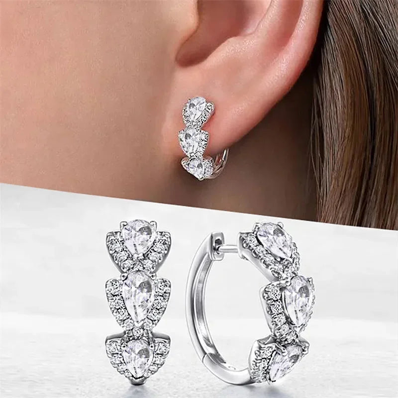 Luxurious Hoop Earring with Blue Zirconia