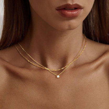 Women's Necklace with Gold Plating and Zirconia