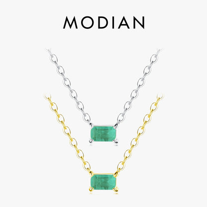 Women's Necklace in 925 Silver with Green Tourmaline Pendant