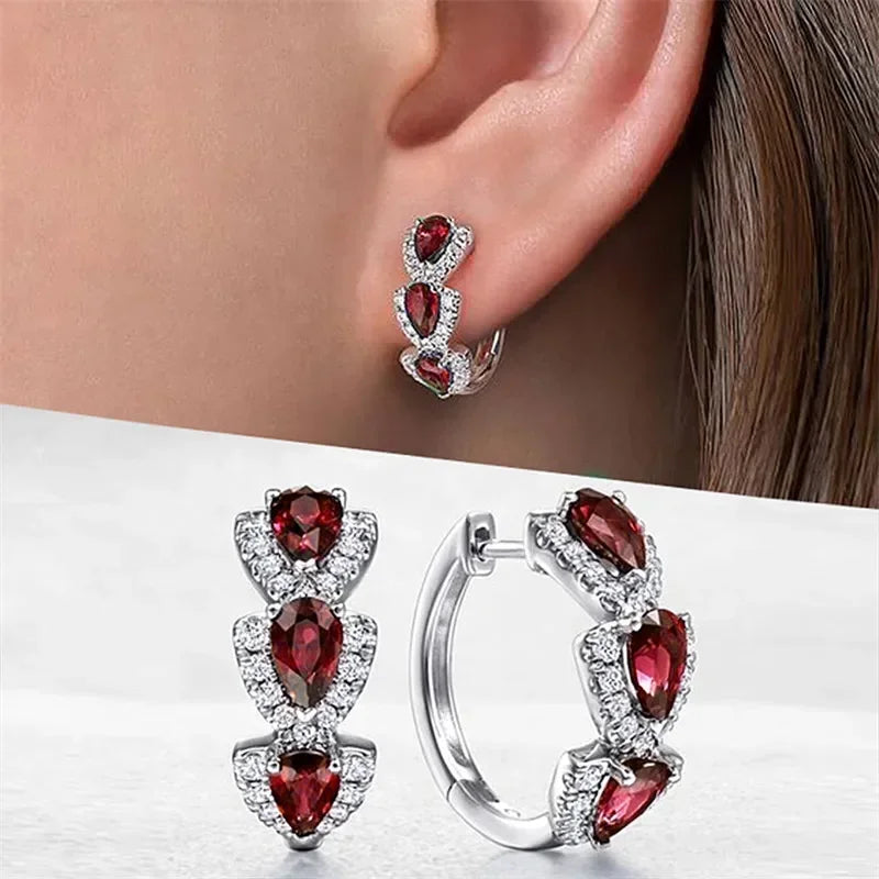 Luxurious Hoop Earring with Blue Zirconia